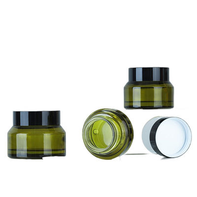 Bottiglia di imballaggio cosmetico di vetro rotondo con serigrafia
