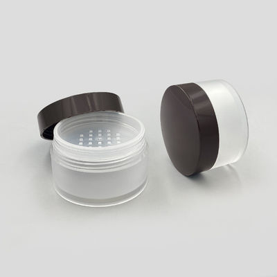 Contenitore di polvere trasparente rotonda e sciolta da 15 g Contenitore di polvere compatto con coperchio aperto