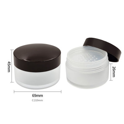 Contenitore di polvere trasparente rotonda e sciolta da 15 g Contenitore di polvere compatto con coperchio aperto