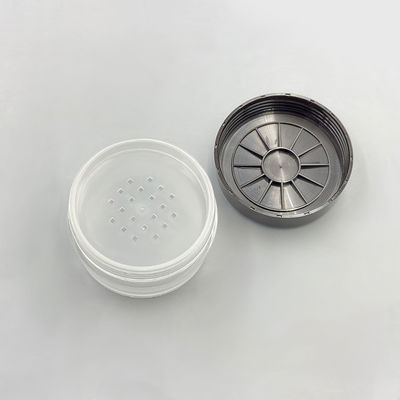 Contenitore di polvere trasparente rotonda e sciolta da 15 g Contenitore di polvere compatto con coperchio aperto