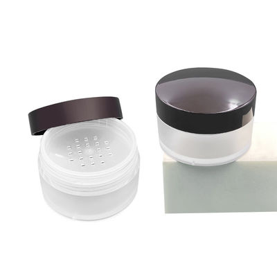 Contenitore di polvere trasparente rotonda e sciolta da 15 g Contenitore di polvere compatto con coperchio aperto